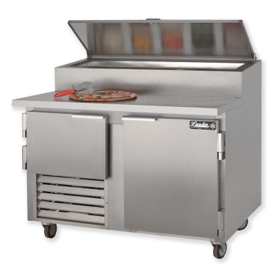 Leader ESPT48 48" Stainless Steel Top Refrigerated Pizza Prep Table with 1 Full &